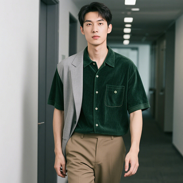 patchwork corduroy shirt