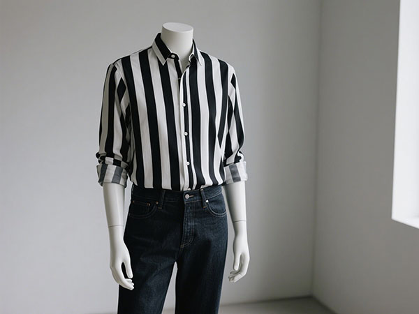 custom black white striped shirt