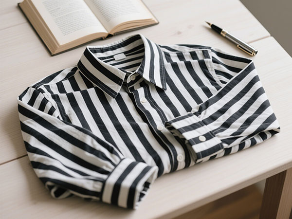 Black and White Striped Long Sleeve Shirt