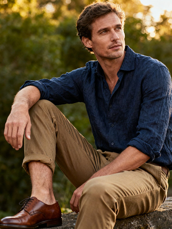navy blue linen shirt