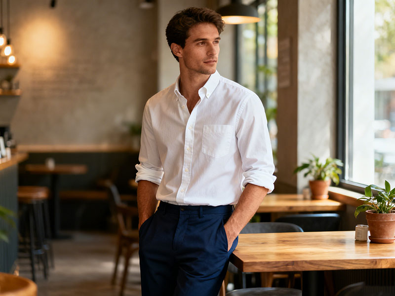 white long sleeve oxford shirt