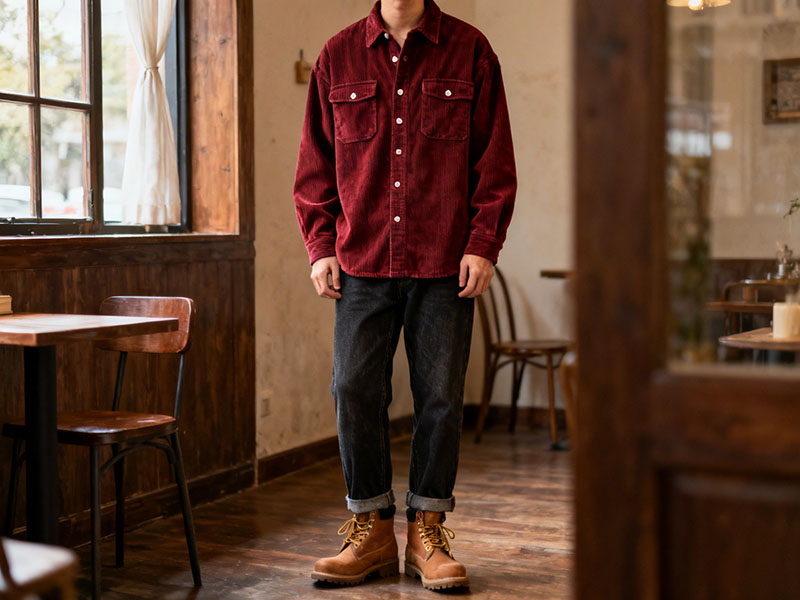 mens corduroy long sleeve shirt